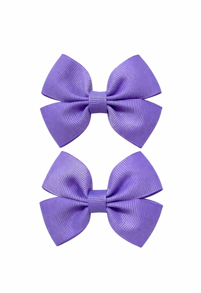 Pair Hyacinth Purple 2.5 inch Butterfly Bow Hair Clips School Hair Accessories