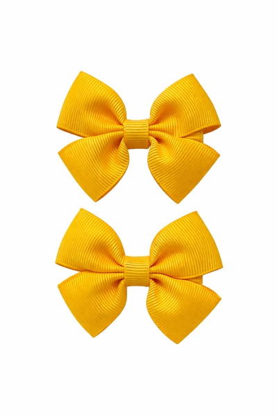 Pair yellow gold 2.5 inch Butterfly Bow Hair Clips School Hair Accessories