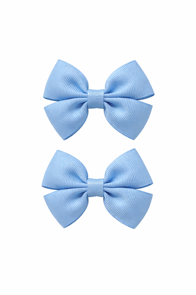 Pair Blue Topaz 2.5 inch Butterfly Bow Hair Clips School Hair Accessories