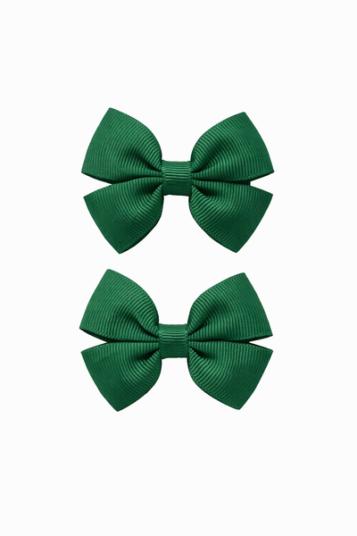 Pair Forest Green 2.5 inch Butterfly Bow Hair Clips School Hair Accessories