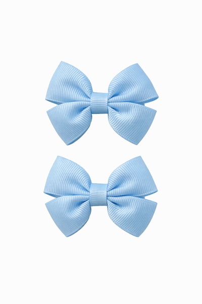 Pair Light Blue 2.5 inch Butterfly Bow Hair Clips School Hair Accessories