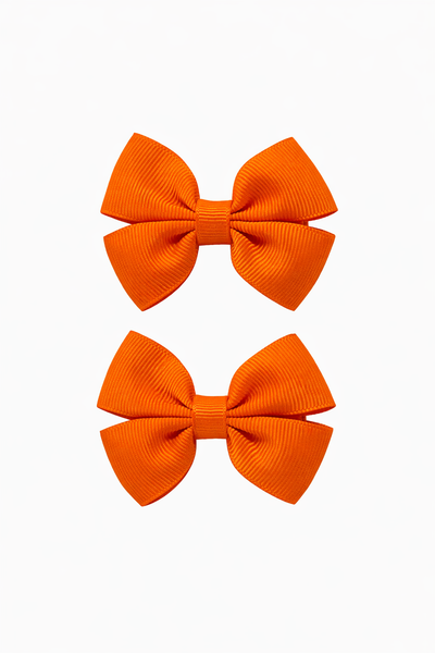 Pair Orange 2.5 inch Butterfly Bow Hair Clips School Hair Accessories
