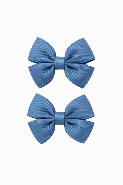 Pair Antique Blue 2.5 inch Butterfly Bow Hair Clips School Hair Accessories