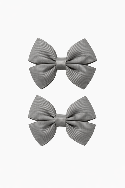 Pair Metal Grey 2.5 inch Butterfly Bow Hair Clips School Hair Accessories