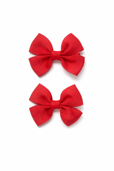 Pair Red 2.5 inch Butterfly Bow Hair Clips School Hair Accessories