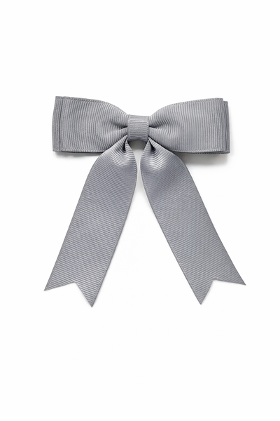 Silver 3.5 inch Tail Bow Hair Clip School Hair Accessories