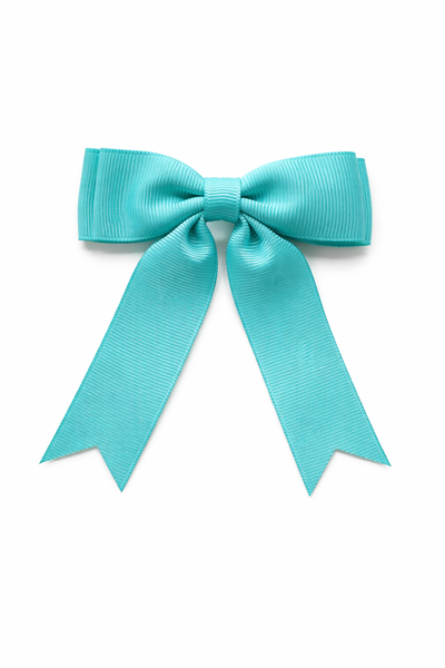 Aqua 3.5 inch Tail Bow Hair Clip School Hair Accessories