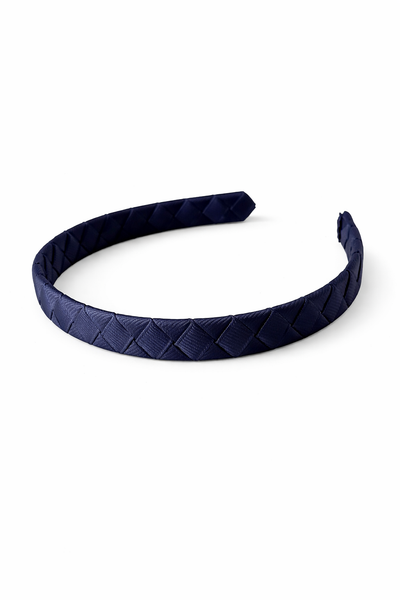 Navy Blue Woven Ribbon Headband School Hair Accessories