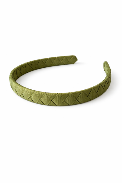 Olive Green Woven Ribbon Headband School Hair Accessories