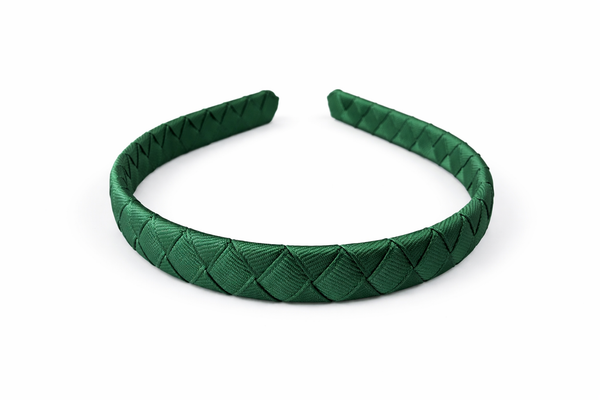 Hunter Green Woven Ribbon Headband School Hair Accessories