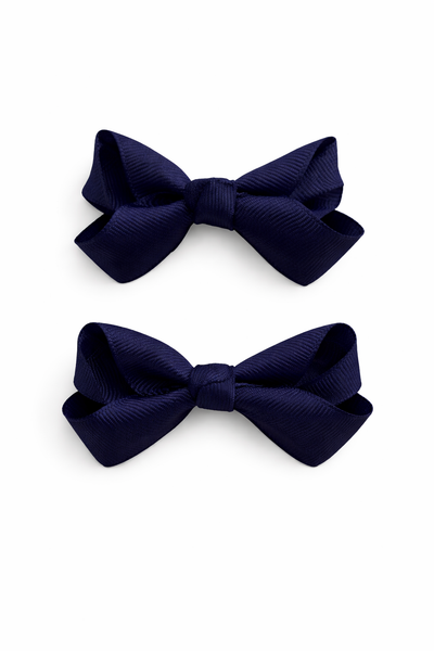 Navy Blue 2.5inch pair bow clips School Hair Accessories