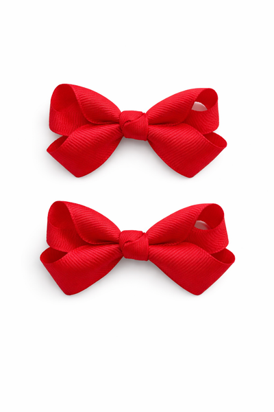 Red 2.5inch pair bow clips School Hair Accessories