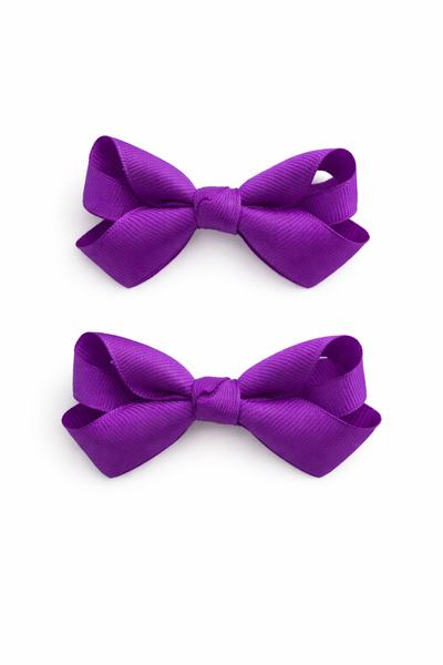 Purple 2.5inch pair bow clips School Hair Accessories