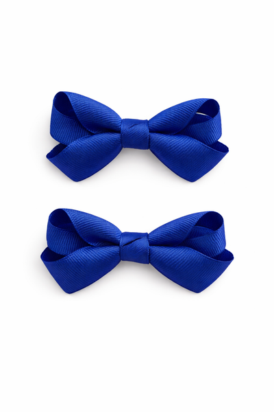 Electric Blue 2.5inch pair bow clips School Hair Accessories