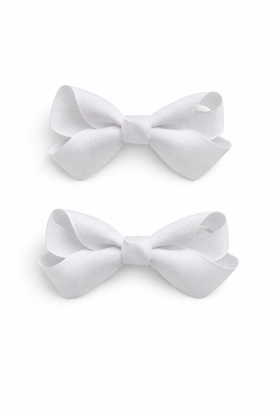 White 2.5inch pair bow clips School Hair Accessories
