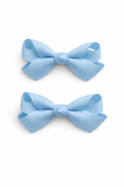 Blue Topaz 2.5inch pair bow clips School Hair Accessories