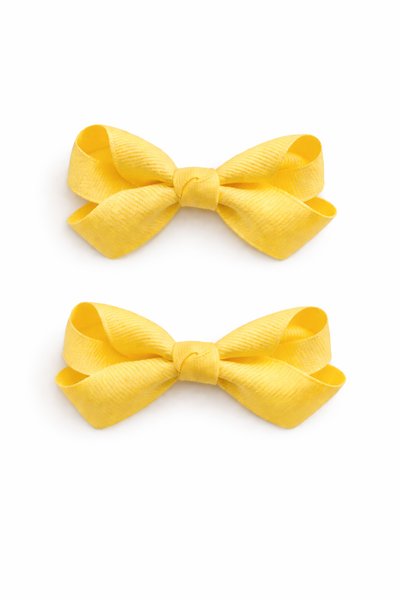 Daffodil Yellow 2.5inch pair bow clips School Hair Accessories