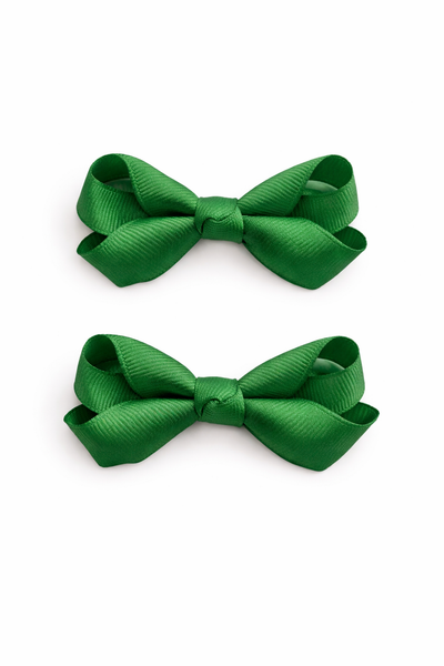 Emerald Green 2.5inch pair bow clips School Hair Accessories