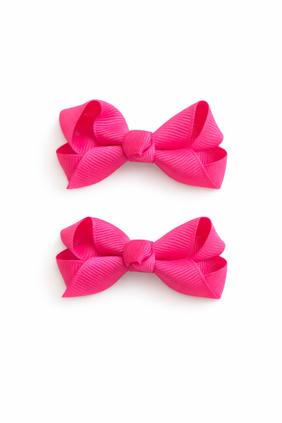 Shocking Pink 2.5inch pair bow clips School Hair Accessories