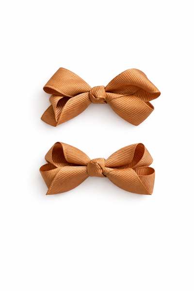 Pale Gold 2.5inch pair bow clips School Hair Accessories