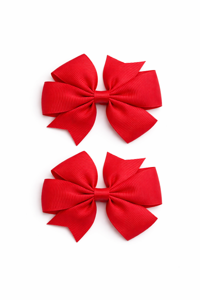 Red 3 inch pair Pinwheel bow clips School Hair Accessories