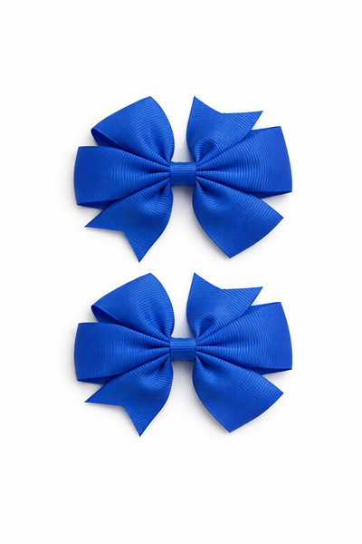 Electric Blue 3 inch pair Pinwheel bow clips School Hair Accessories