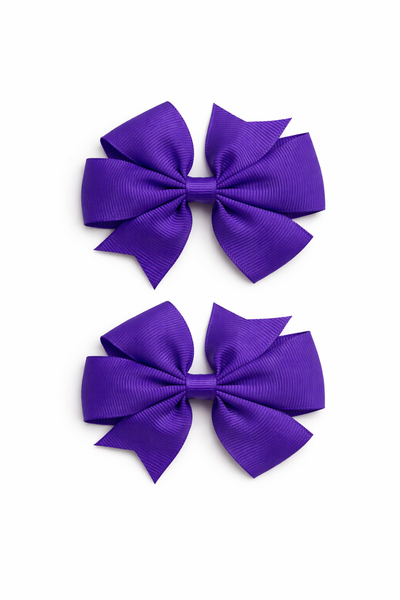 Regal Purple 3 inch pair Pinwheel bow clips School Hair Accessories