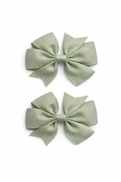 Sage Green 3 inch pair Pinwheel bow clips School Hair Accessories