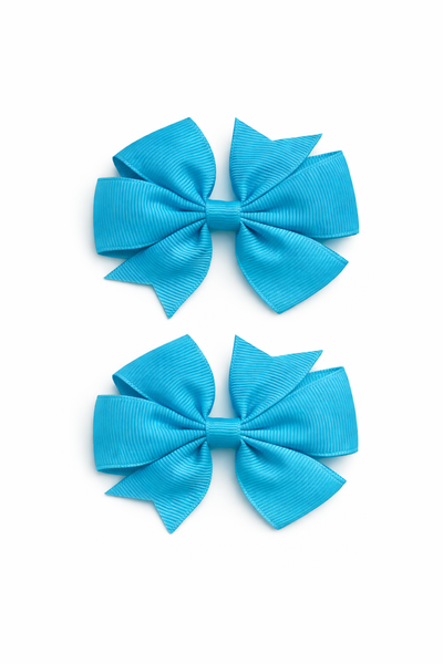 Turquoise 3 inch pair Pinwheel bow clips School Hair Accessories