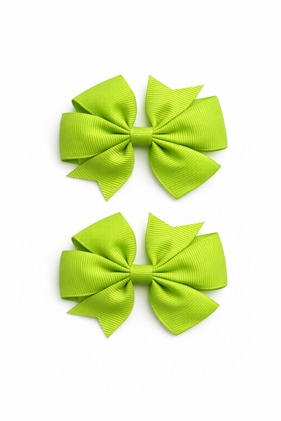 Apple Green 3 inch pair Pinwheel bow clips School Hair Accessories