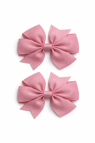 Dusty Rose 3 inch pair Pinwheel bow clips School Hair Accessories