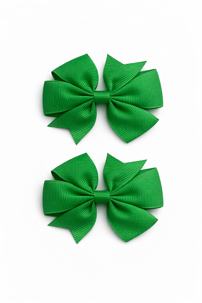 Emerald Green 3 inch pair Pinwheel bow clips School Hair Accessories