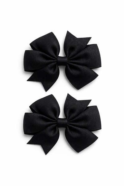 Black 3 inch pair Pinwheel bow clips School Hair Accessories