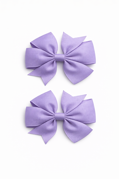 Light Purple Orchid 3 inch pair Pinwheel bow clips School Hair Accessories