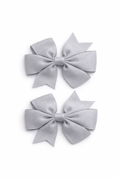 Silver 3 inch pair Pinwheel bow clips School Hair Accessories