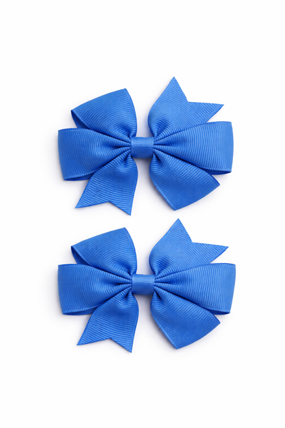 Porcelain Blue 3 inch pair Pinwheel bow clips School Hair Accessories
