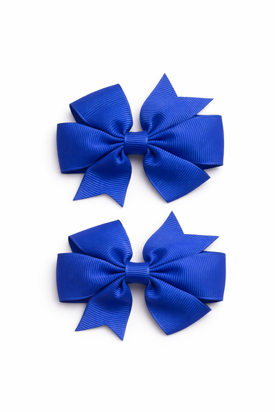 Cobalt Blue 3 inch pair Pinwheel bow clips School Hair Accessories