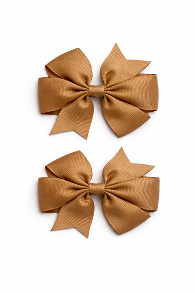Pale Gold 3 inch pair Pinwheel bow clips School Hair Accessories