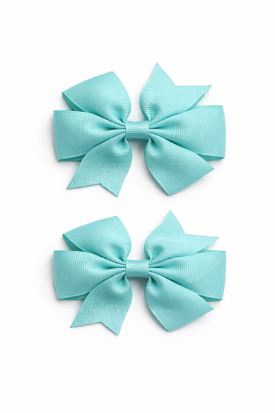 Aqua 3 inch pair Pinwheel bow clips School Hair Accessories