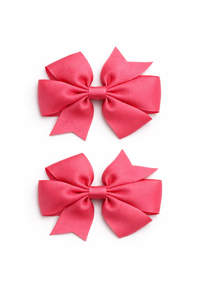 Coral Rose 3 inch pair Pinwheel bow clips School Hair Accessories