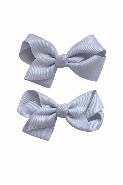 Light Silver 3 inch pair bow clips School Hair Accessories