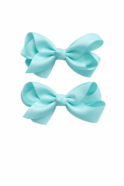 Aqua 3 inch pair bow clips School Hair Accessories