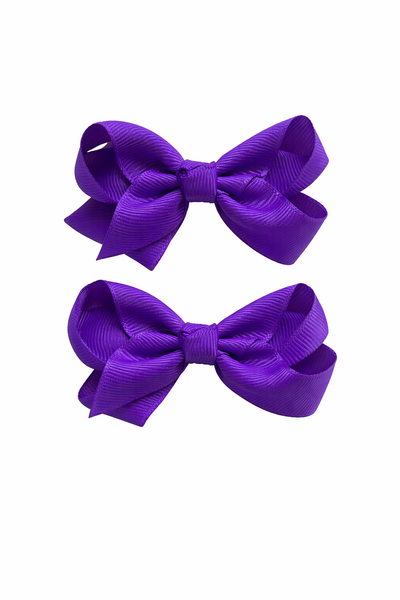 Grape Purple 3 inch pair bow clips School Hair Accessories