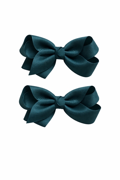 Teal 3 inch pair bow clips School Hair Accessories