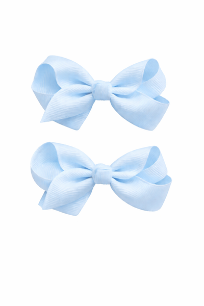 Light Blue 3 inch pair bow clips School Hair Accessories