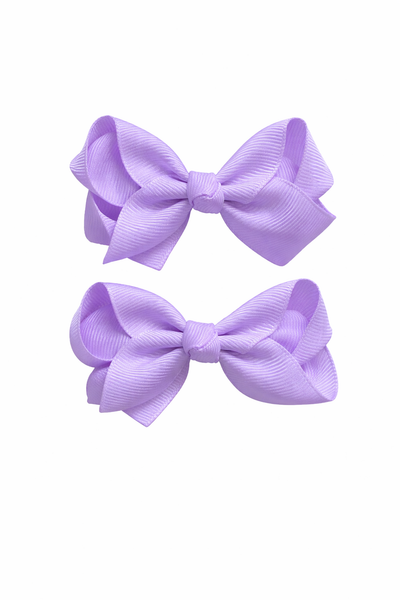 Orchid Purple 3 inch pair bow clips School Hair Accessories