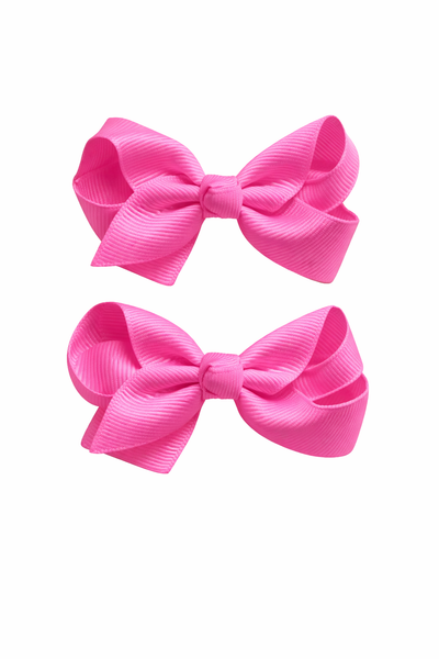 Hot Pink 3 inch pair bow clips School Hair Accessories