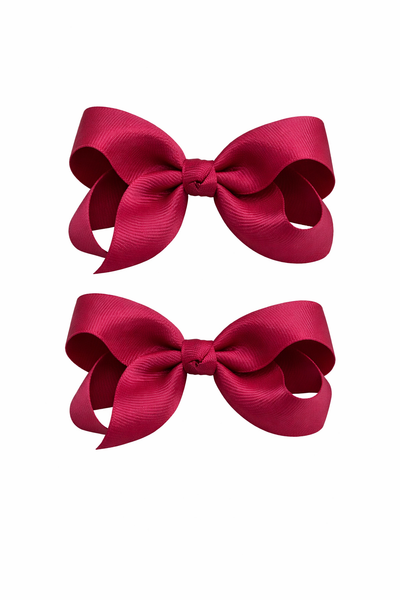 Wine Maroon 3 inch pair bow clips School Hair Accessories
