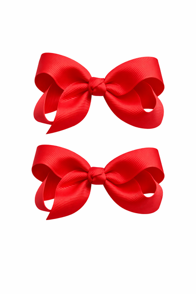 Red 3 inch pair bow clips School Hair Accessories
