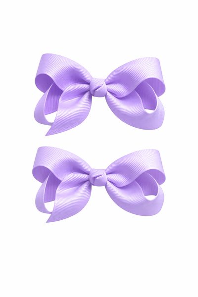 Light Orchid Purple 3 inch pair bow clips School Hair Accessories